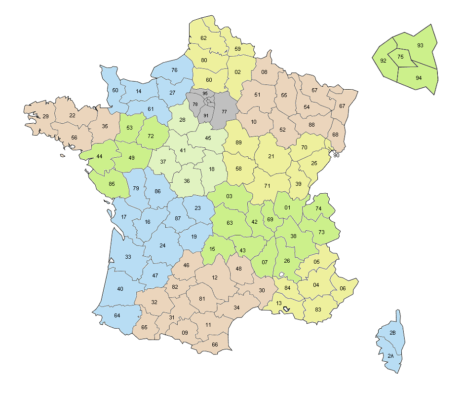 carte france departement