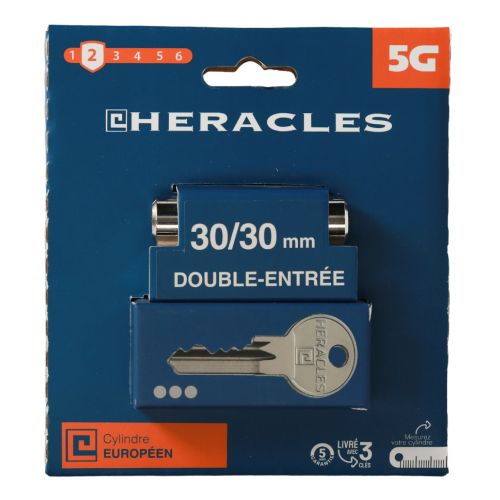 Cylindre européen 5 goupilles laiton nickelé sur carte HERACLES - 5G