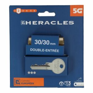 Cylindre européen 5 goupilles laiton poli sur carte HERACLES - 5G