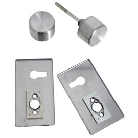 Ensemble à bouton sur plaque Bricard finition en inox brossé - 2036021
