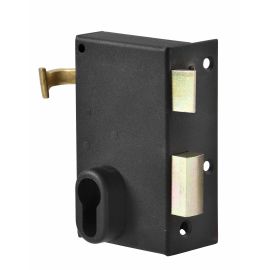 Serrure monopoint en applique JPM verticale à tirage avec gâche 116x70 mm époxy noir - 127500-01-21