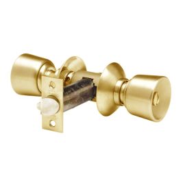 Serrure tubulaire bec de cane à condamnation axe 80 mm V60 Vachette Laiton poli Bouton Tulipe - 19060000