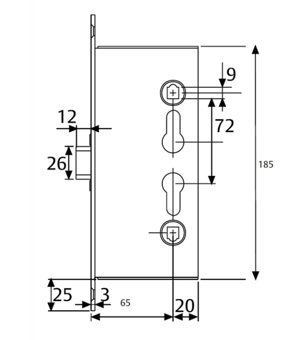 Serrure d'urgence CF60 à condamnation sans cylindre TESA CF60RSR9ZCE – Image 2