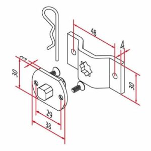 Kit support carré 10 mm barre Oméga avec trous traversant pour diamètre 35 mm CHERUBINI A3506_0551